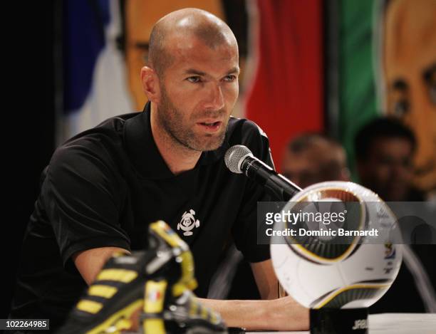 Zinedine Zidane attends a Press Conference on the eve of the France vs South Africa Group A match, on June 21, 2010 in Sandton, South Africa.
