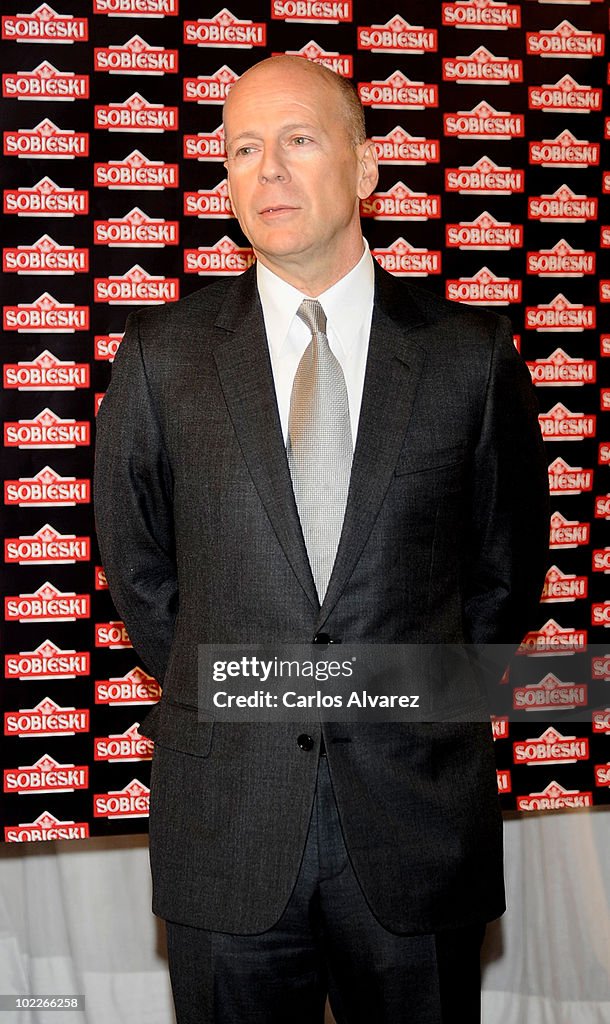Bruce Willis Attends Sobieski Press Conference in Madrid