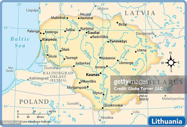lithuania country map - lithuania stock illustrations