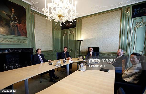 Dutch politician Uri Rosenthal , tasked with exploring government options, starts talks with Dutch political leaders, from left, Alexander Pechtold...