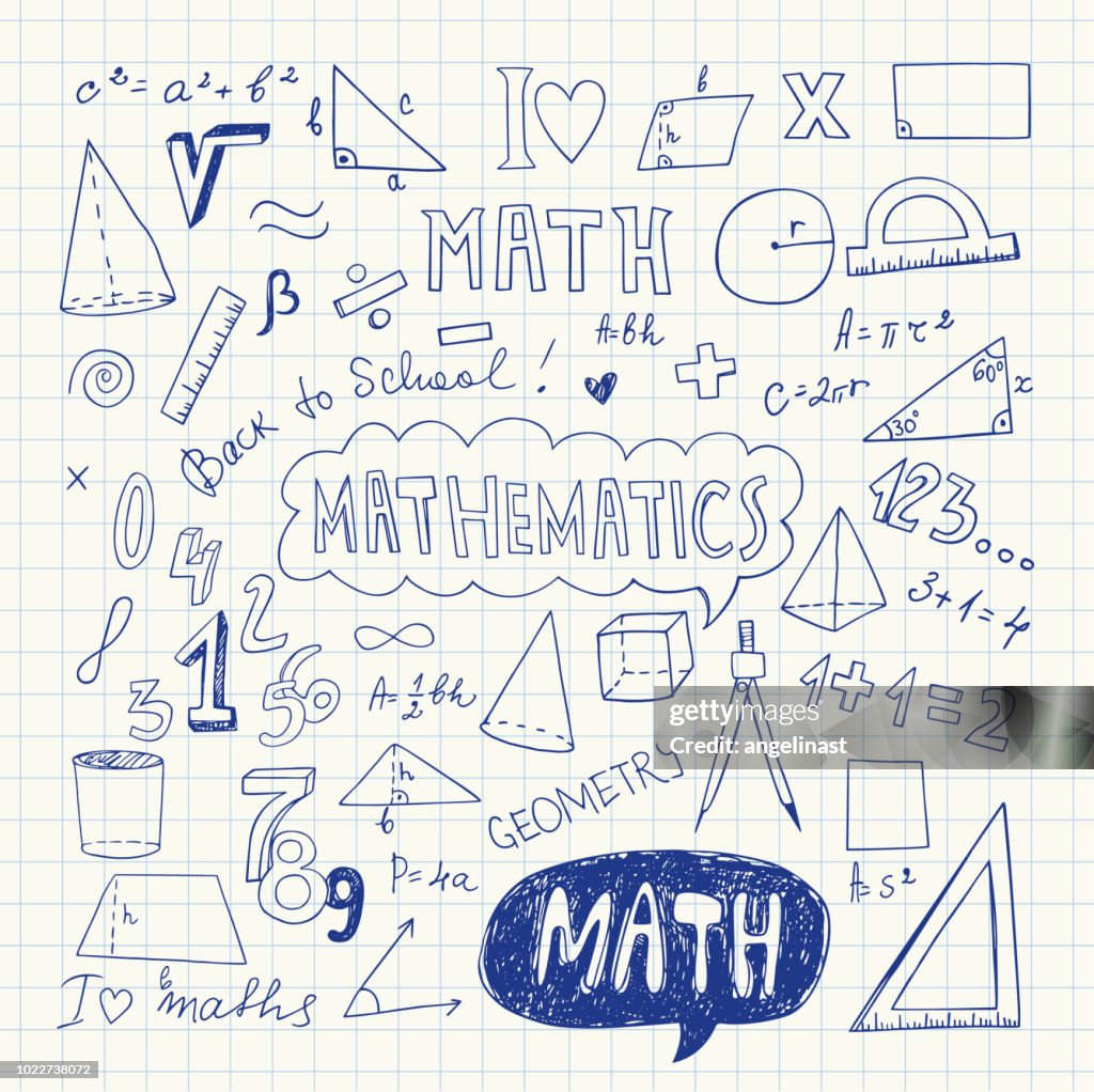 Handwritten Math Images Hand Drawn Mathematical Doodle Handwriting Elements School Education ...