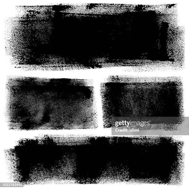 ilustraciones, imágenes clip art, dibujos animados e iconos de stock de elementos de diseño grunge. trazos del rodillo de pintura - borde negro