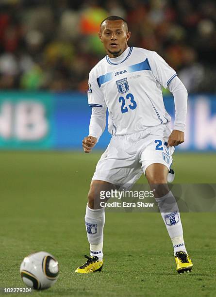 Sergio Mendoza of Honduras with the ball during the 2010 FIFA World Cup South Africa Group H match between Spain and Honduras at Ellis Park Stadium...