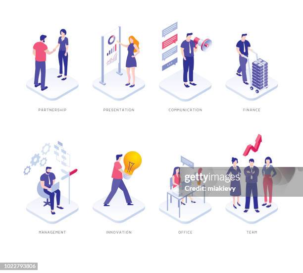 stockillustraties, clipart, cartoons en iconen met business mensen set - isometrische-projectie