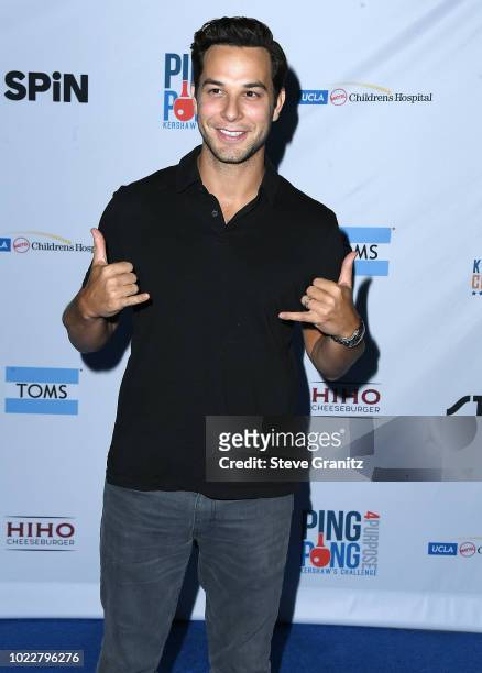 Skylar Astin arrives at the 6th Annual PingPong4Purpose at Dodger Stadium on August 23, 2018 in Los Angeles, California.