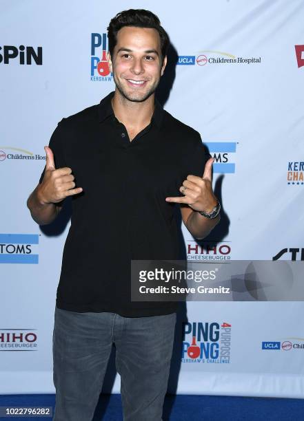 Skylar Astin arrives at the 6th Annual PingPong4Purpose at Dodger Stadium on August 23, 2018 in Los Angeles, California.