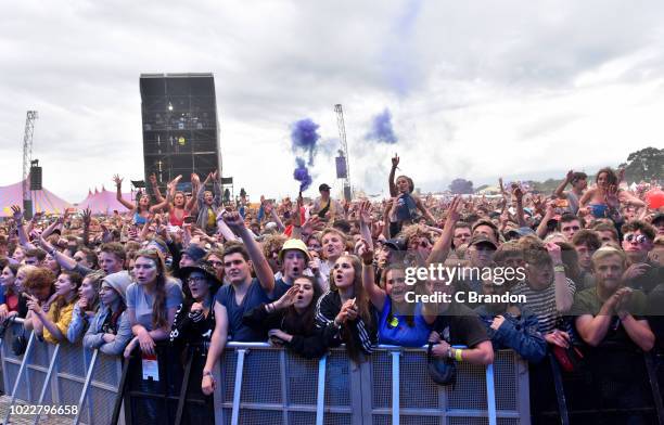 Crowd scene at the Main Stage during Day 1 of the Reading Festival at Richfield Avenue on August 24, 2018 in Reading, England.