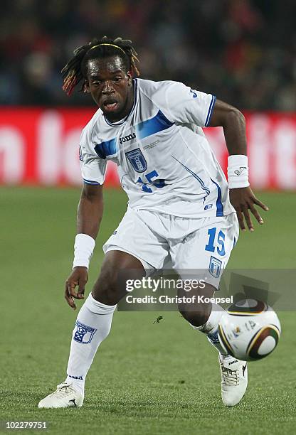 Walter Martinez of Honduras runs with the ball during the 2010 FIFA World Cup South Africa Group H match between Spain and Honduras at Ellis Park...