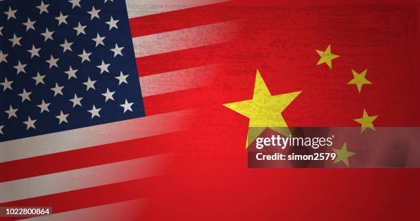 usa and china flag with grunge texture background - democratic party usa stock illustrations