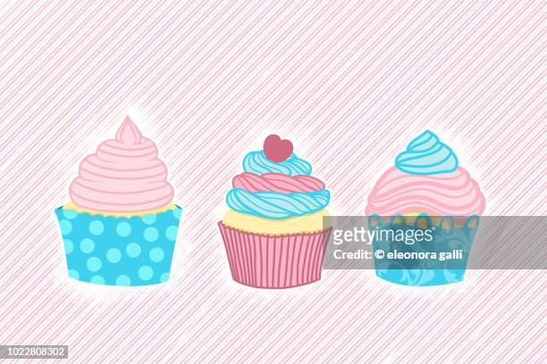 pastel cupcake - cake illustration stock-fotos und bilder
