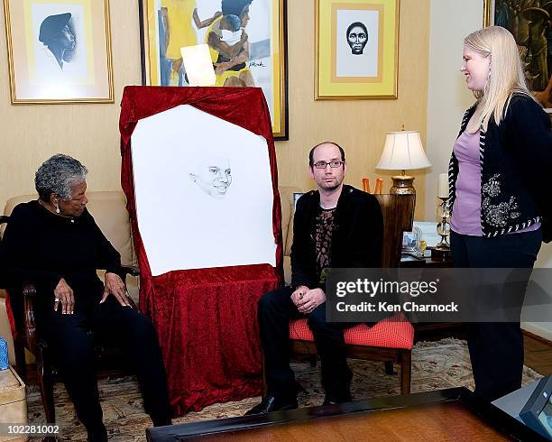 Dr. Maya Angelou ; artist, David Ilan and Michelle Easter speak at the Special Recognition Event in support of The Michael Jackson Tribute Portrait...