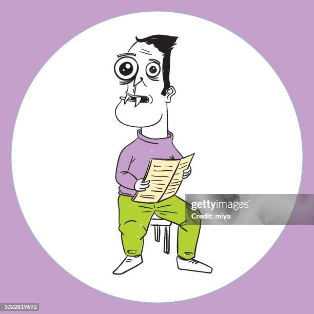 man reading newspaper - vector illustration - reading outside stock illustrations