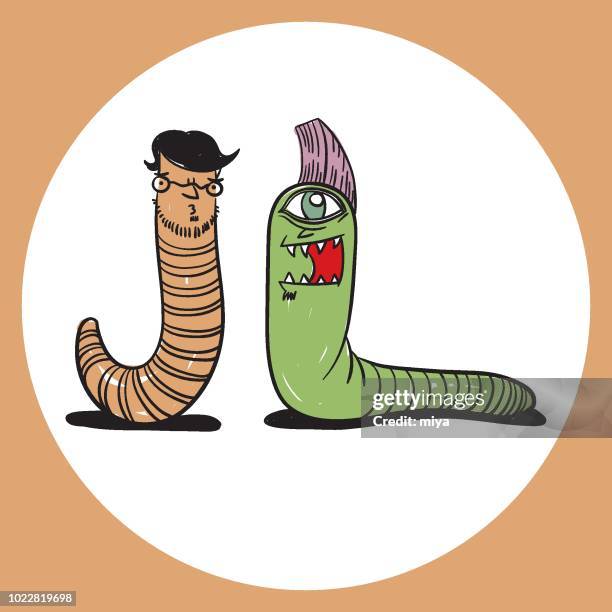 funny worms- vector illustration - book worm stock illustrations
