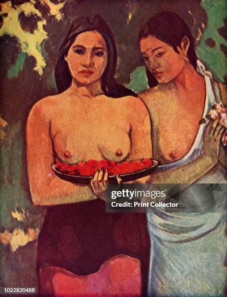 Tahitiennes Au Mango', 1936. Two Tahitian Women located at Metropolitan Museum of Art, New York, USA. From Paul Gauguin's Intimate Journals. [Crown...