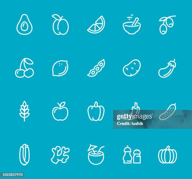 vegan - line icon set - celery isolated stock illustrations