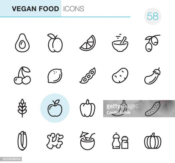 vegan food - pixel perfect icons - ginger spice stock illustrations