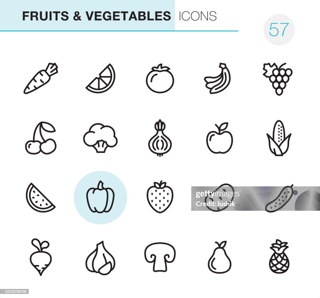 Frutas y verduras - iconos perfecto Pixel