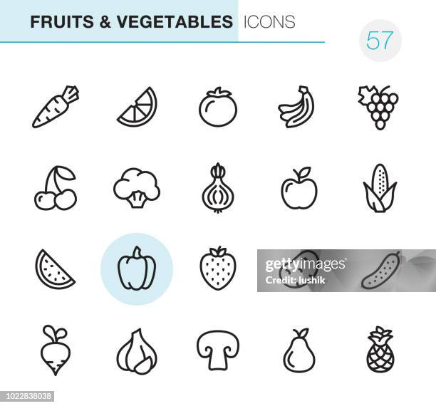 stockillustraties, clipart, cartoons en iconen met vruchten & groenten - pixel perfect iconen - pepper