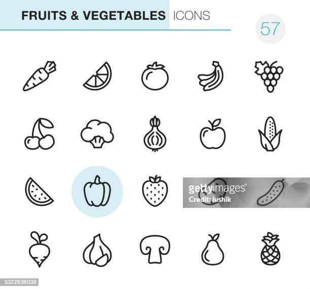 fruits & vegetables - pixel perfect icons - vegetable stock illustrations