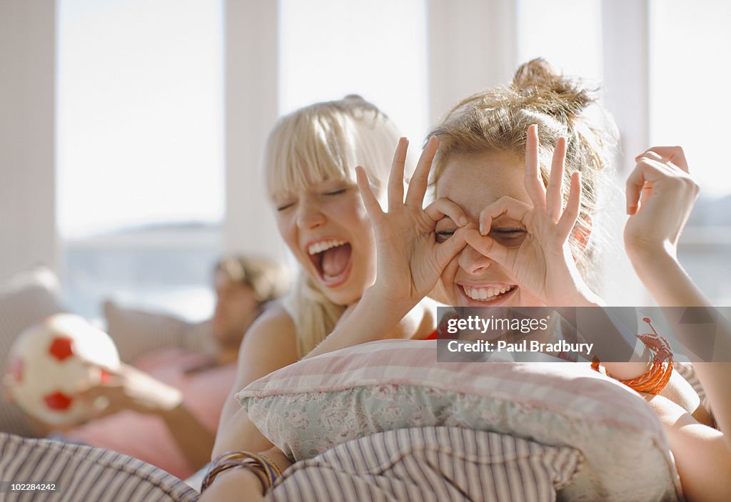 Playful women making faces