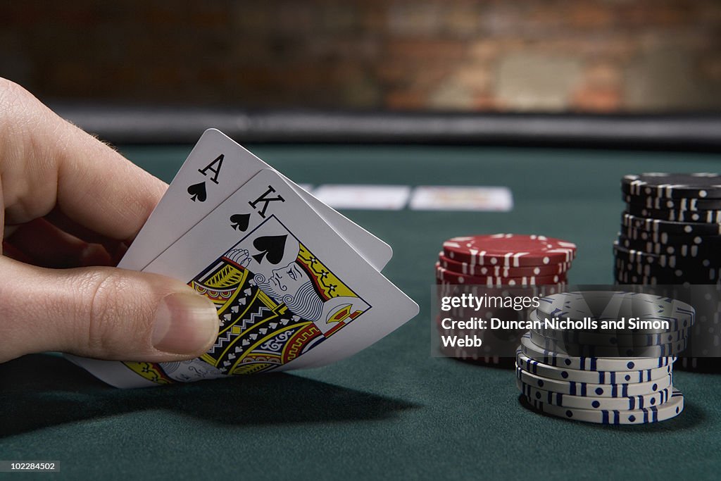 Close up of blackjack in casino