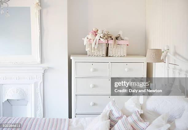 tranquil bedroom - chest of drawers stock pictures, royalty-free photos & images