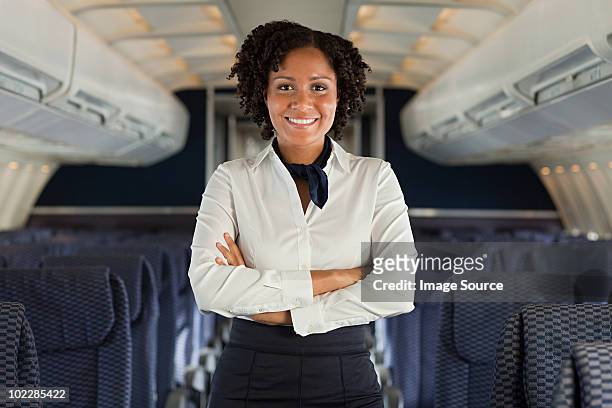 hôtesse sur avion - femme foulard photos et images de collection
