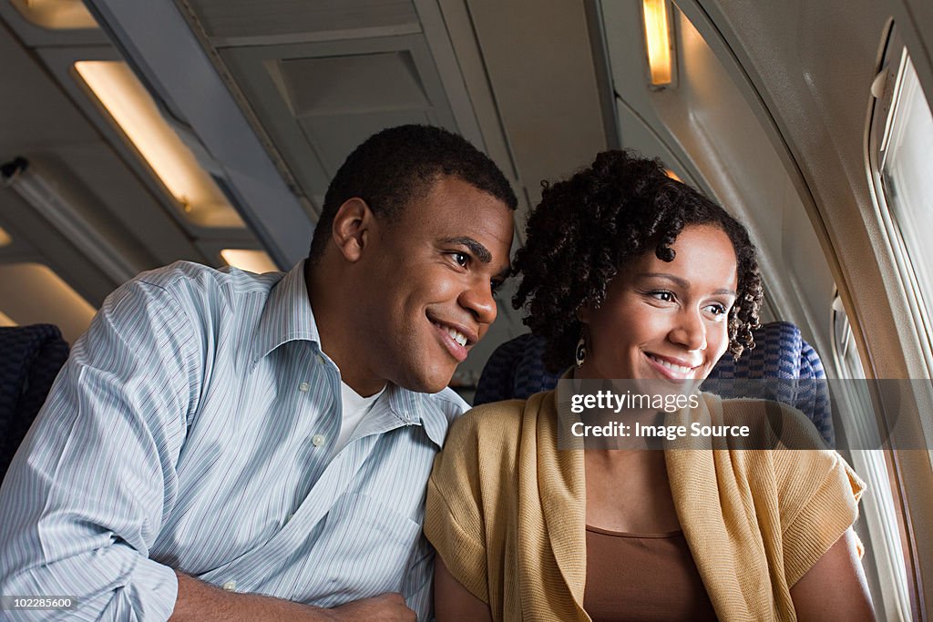 Couple on an airplane