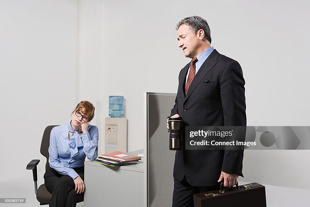 Businessman leaving office