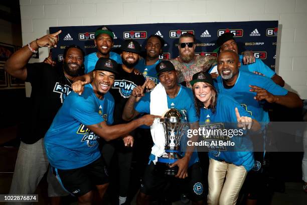 Power celebrate after defeating 3's Company during the BIG3 Championship at the Barclays Center on August 24, 2018 in Brooklyn, New York.