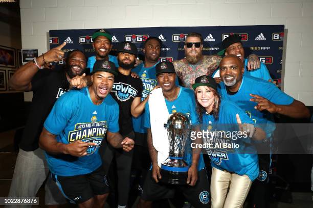Power celebrate after defeating 3's Company during the BIG3 Championship at the Barclays Center on August 24, 2018 in Brooklyn, New York.