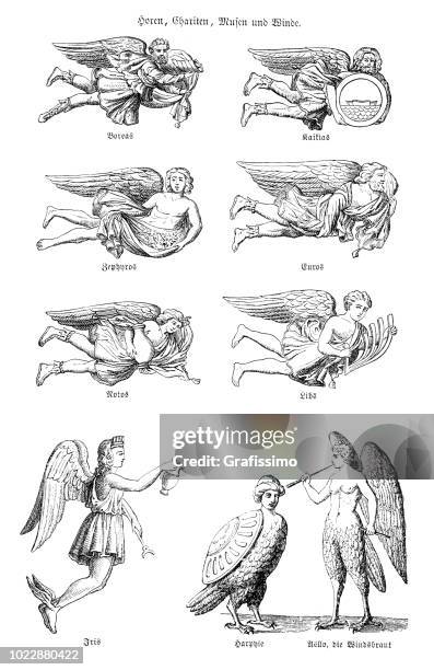 ilustrações de stock, clip art, desenhos animados e ícones de greek wind gods anemoi - ares greek god