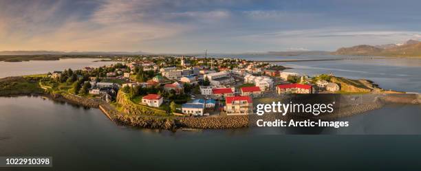 aerial - borganes, borgarfjordur, iceland - borgarnes stock pictures, royalty-free photos & images