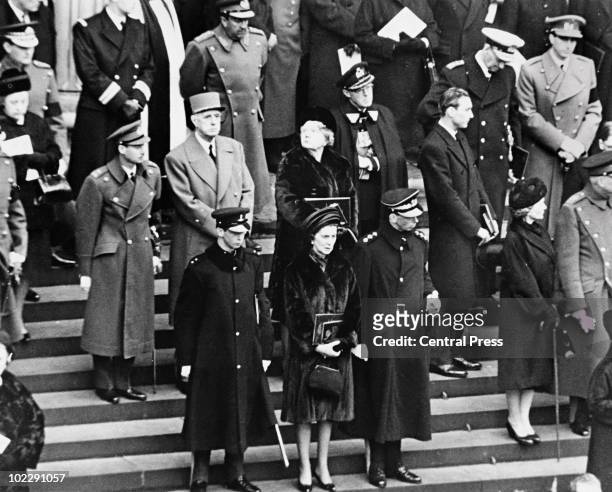 Prince Michael of Kent, Princess Marina and the Duke of Kent, George of England; 2nd row, the Archiduke Jean of Luxembourg, General de Gaulle, Queen...