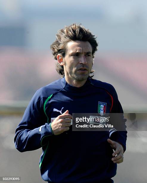 Andrea Pirlo of Italy during an Italian team training session at the 2010 FIFA World Cup on June 22, 2010 in Centurion, South Africa.