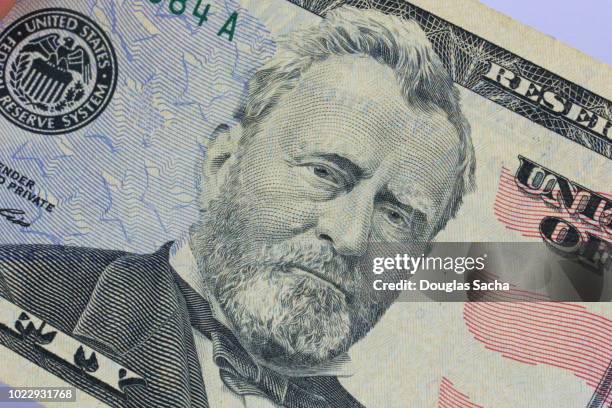 united states fifty-dollar bill of united states currency with president ulysses s. grant - ulysses s grant stock pictures, royalty-free photos & images