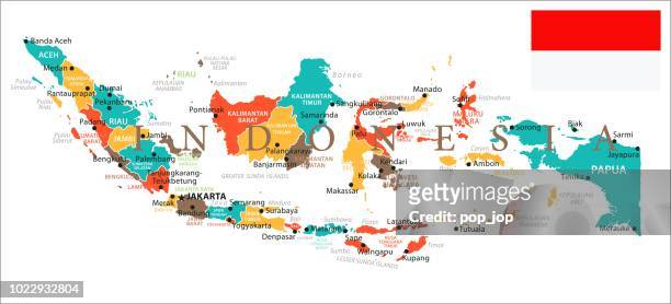 stockillustraties, clipart, cartoons en iconen met kaart van indonesië - infographic vector - indonesia map
