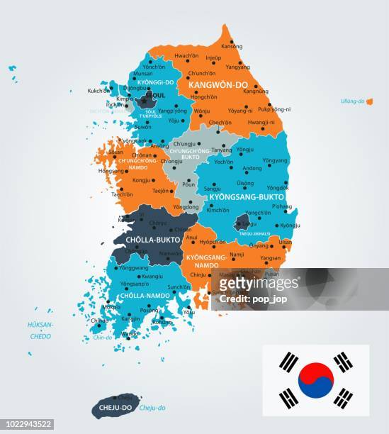 韓国 - インフォ グラフィック ベクトルの地図 - 仁川点のイラスト素材／クリップアート素材／マンガ素材／アイコン素材