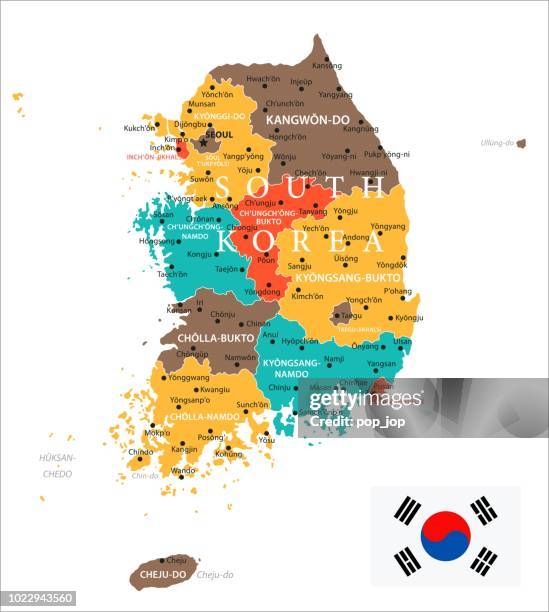 韓国 - インフォ グラフィック ベクトルの地図 - 仁川点のイラスト素材／クリップアート素材／マンガ素材／アイコン素材