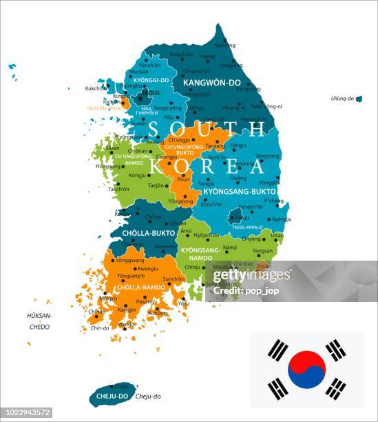 map of south korea - infographic vector - daejeon stock illustrations