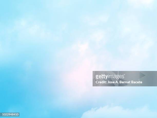background of forms and abstract figures of smoke and steam of colors on a white and soft blue background. - blu chiaro foto e immagini stock