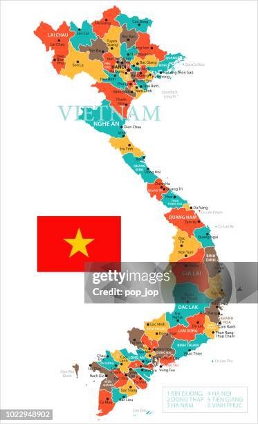 karte von vietnam - infografik vektor - vietnam stock-grafiken, -clipart, -cartoons und -symbole