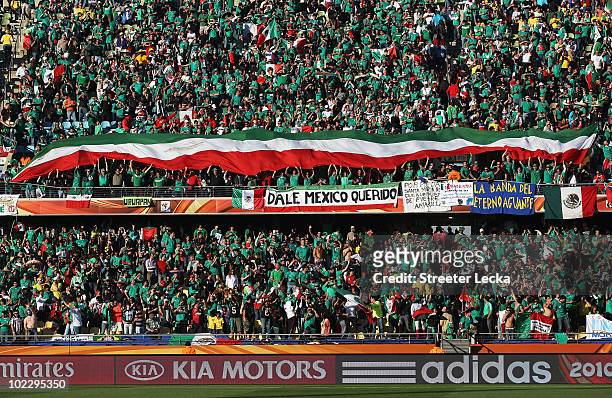 General view of Mexico fans as they enjoy the atmosphere ahead of the 2010 FIFA World Cup South Africa Group A match between Mexico and Uruguay at...