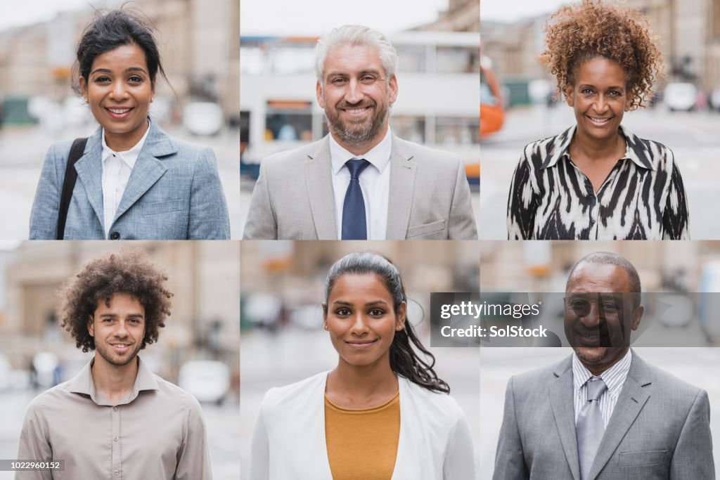 Portraits Of Six People In A Grid Layout