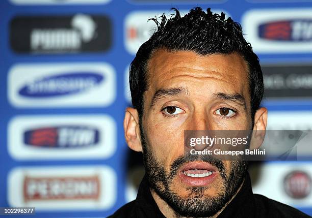 Gianluca Zambrotta of Italy speaks with the media during a press conference during the 2010 FIFA World Cup on June 22, 2010 in Centurion, South...