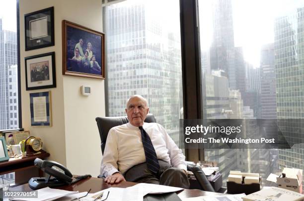Kenneth Langone poses for a portrait in his office in New York, NY on August 01, 2018. Langone, who is the former CFO of Home Depot, is also an...