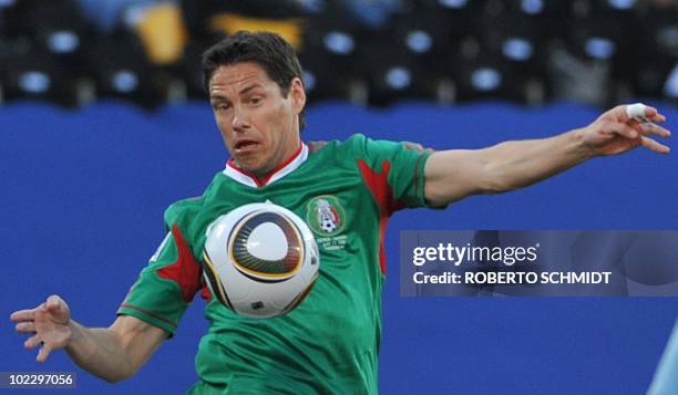 Mexico's striker Guillermo Franco controls the ball during their Group A first round 2010 World Cup football match on June 22, 2010 at Royal Bafokeng...