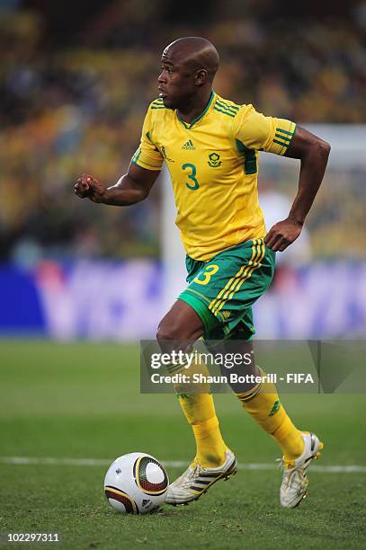 Tsepo Masilela of South Africa in action during the 2010 FIFA World Cup South Africa Group A match between France and South Africa at the Free State...