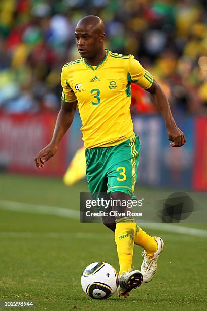 Tsepo Masilela of South Africa in action during the 2010 FIFA World Cup South Africa Group A match between France and South Africa at the Free State...