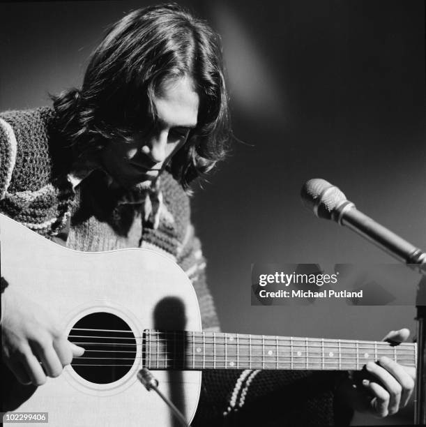 American singer-songwriter James Taylor performs on BBC TV, 20th October 1970.